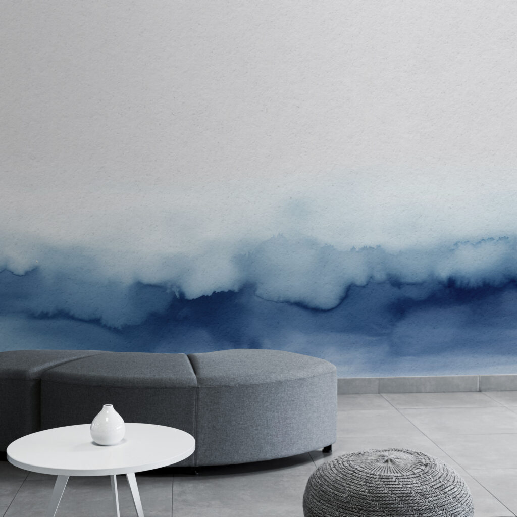 A blue and white watercolor A blue and white watercolor