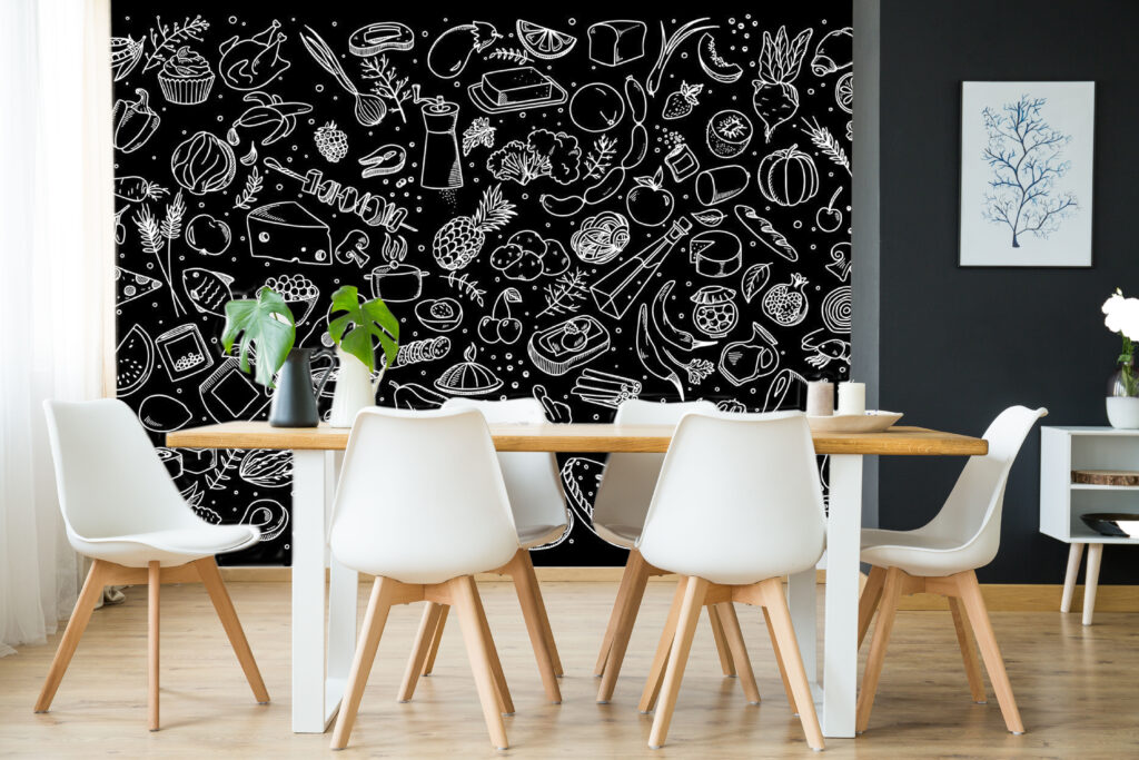 A black and white drawing of food A black and white drawing of food