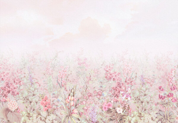 A painting of flowers and leaves