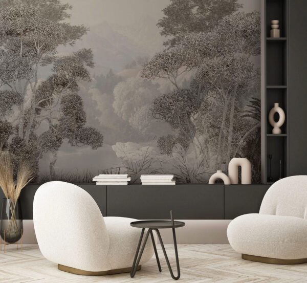 Tájkép fákkal és hegyekkel Fotótapéta Tájkép fákkal és hegyekkel