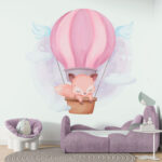 Fotótapéta Egy rajzfilm róka egy hőlégballonban