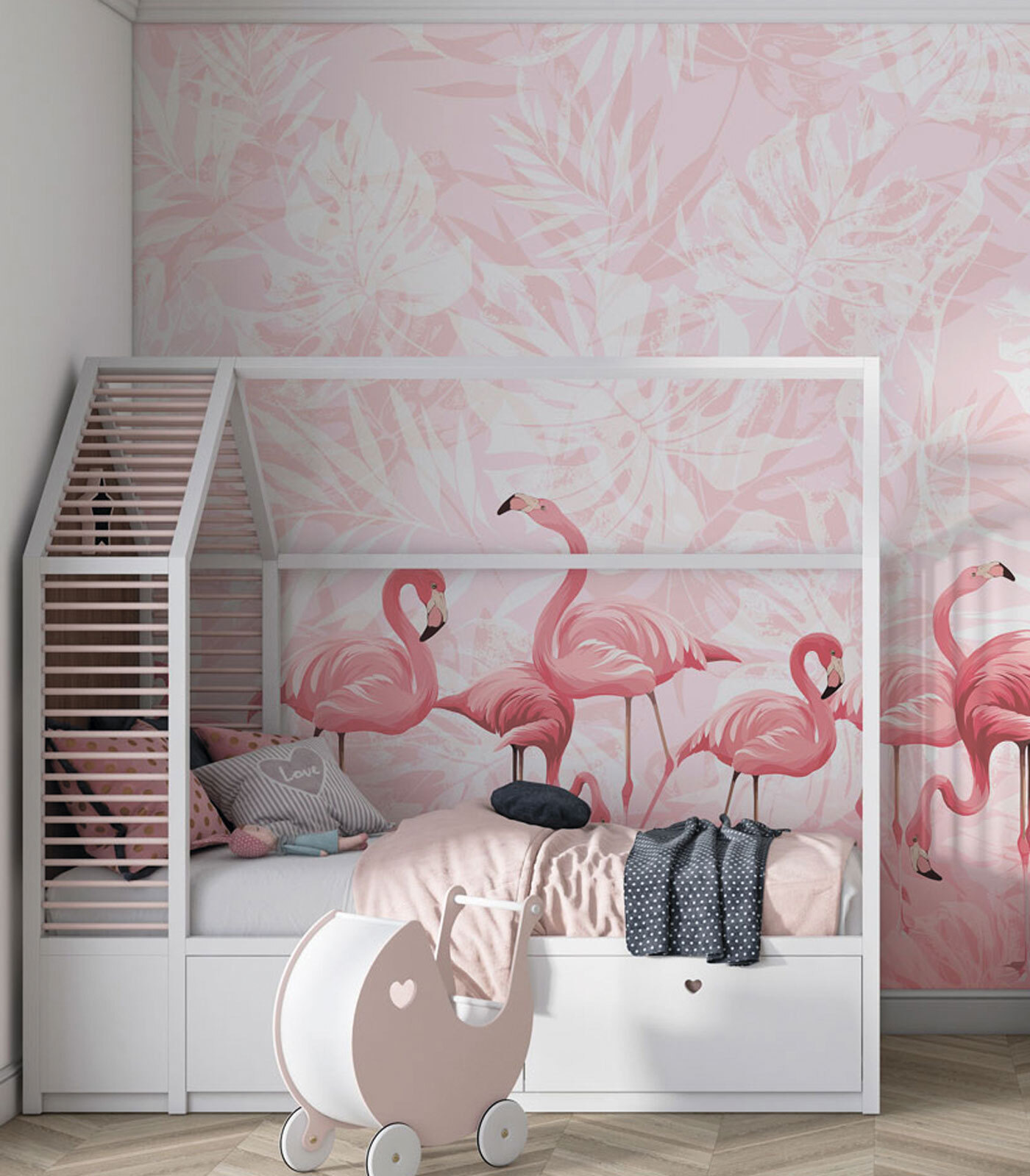 A group of pink flamingos