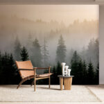 Fotótapéta Ködös erdő fákkal