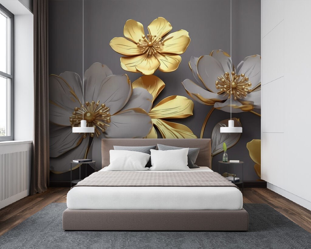 Group of flowers on a gray background Group of flowers on a gray background