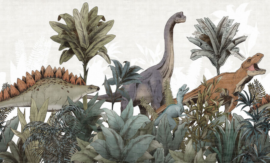 Dinoszauruszok csoportja a dzsungelben