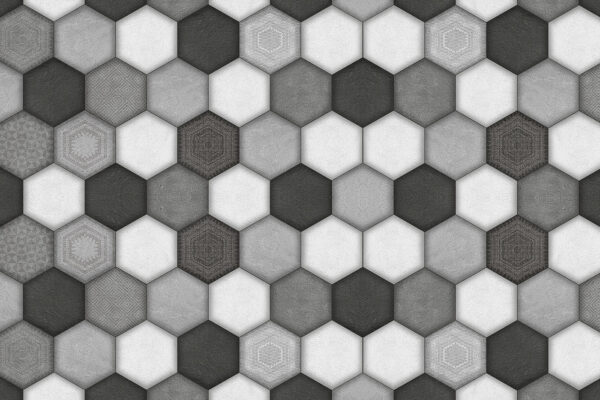 Geometrikus hatszögletű minta szürkeárnyalatban Geometrikus hatszögletű minta szürkeárnyalatban