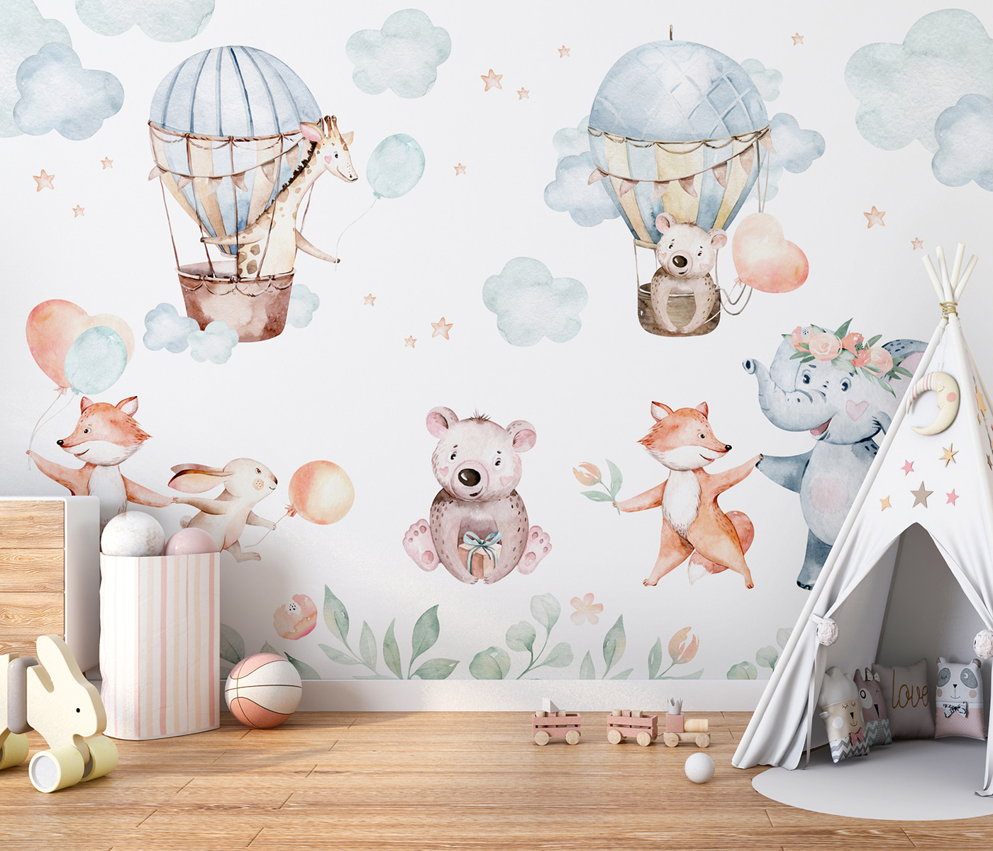 Set of watercolor animals Set of watercolor animals