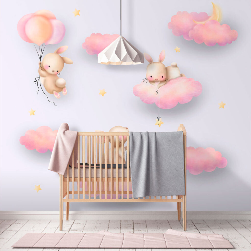 Group of rabbits on clouds Group of rabbits on clouds