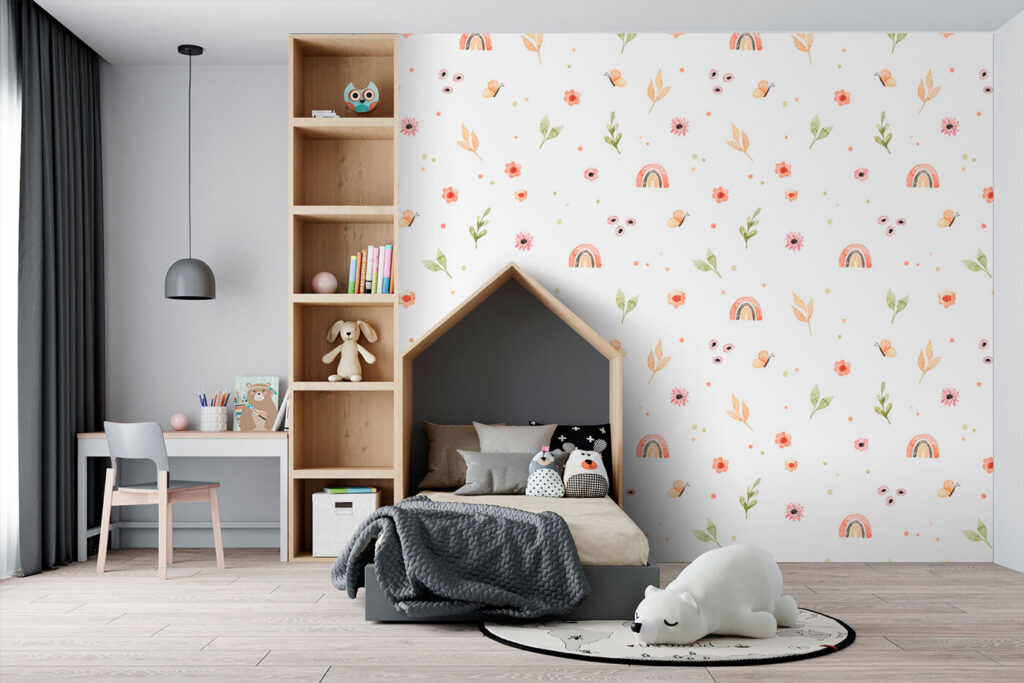 Pattern of flowers and rainbows Pattern of flowers and rainbows