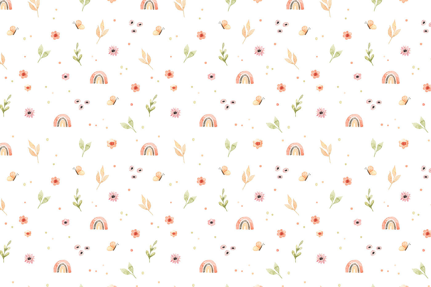 Pattern of flowers and rainbows Pattern of flowers and rainbows