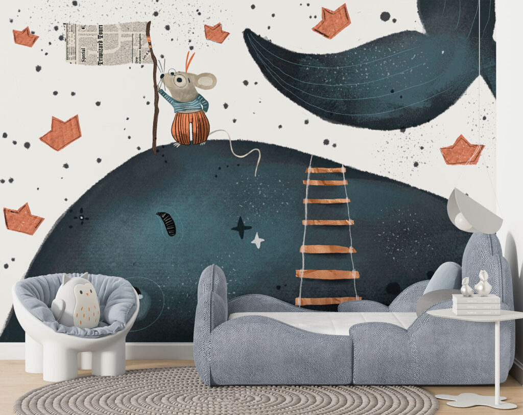 Mouse holding a flag on a whale Mouse holding a flag on a whale