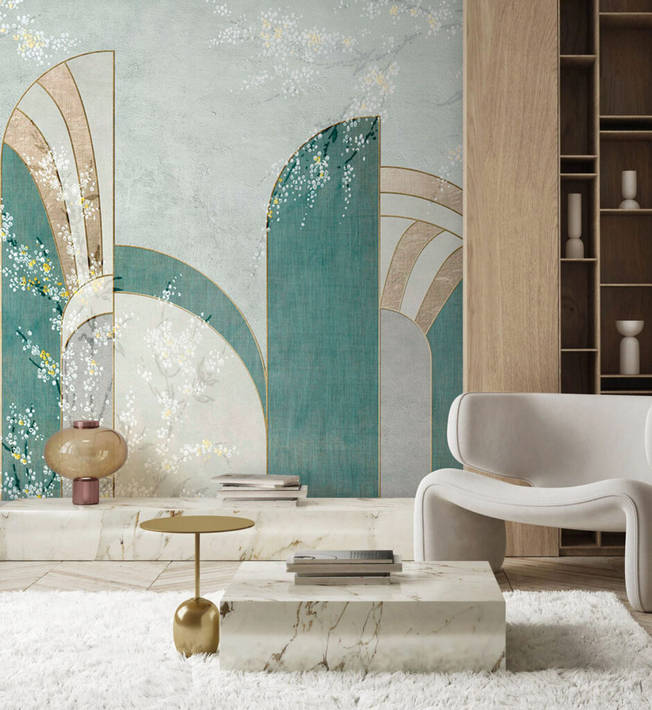 Wallpaper with flowers and archs Wallpaper with flowers and archs