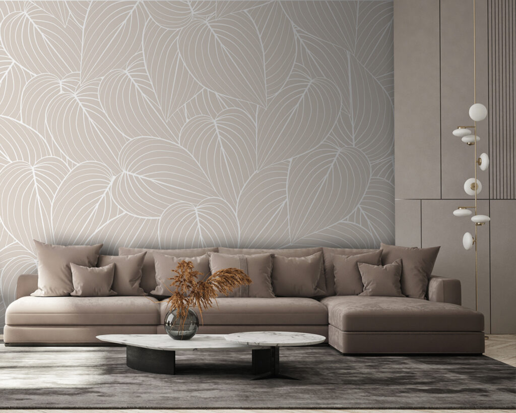 Pattern of leaves on a beige background Pattern of leaves on a beige background