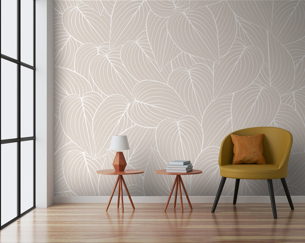 Pattern of leaves on a beige background Pattern of leaves on a beige background