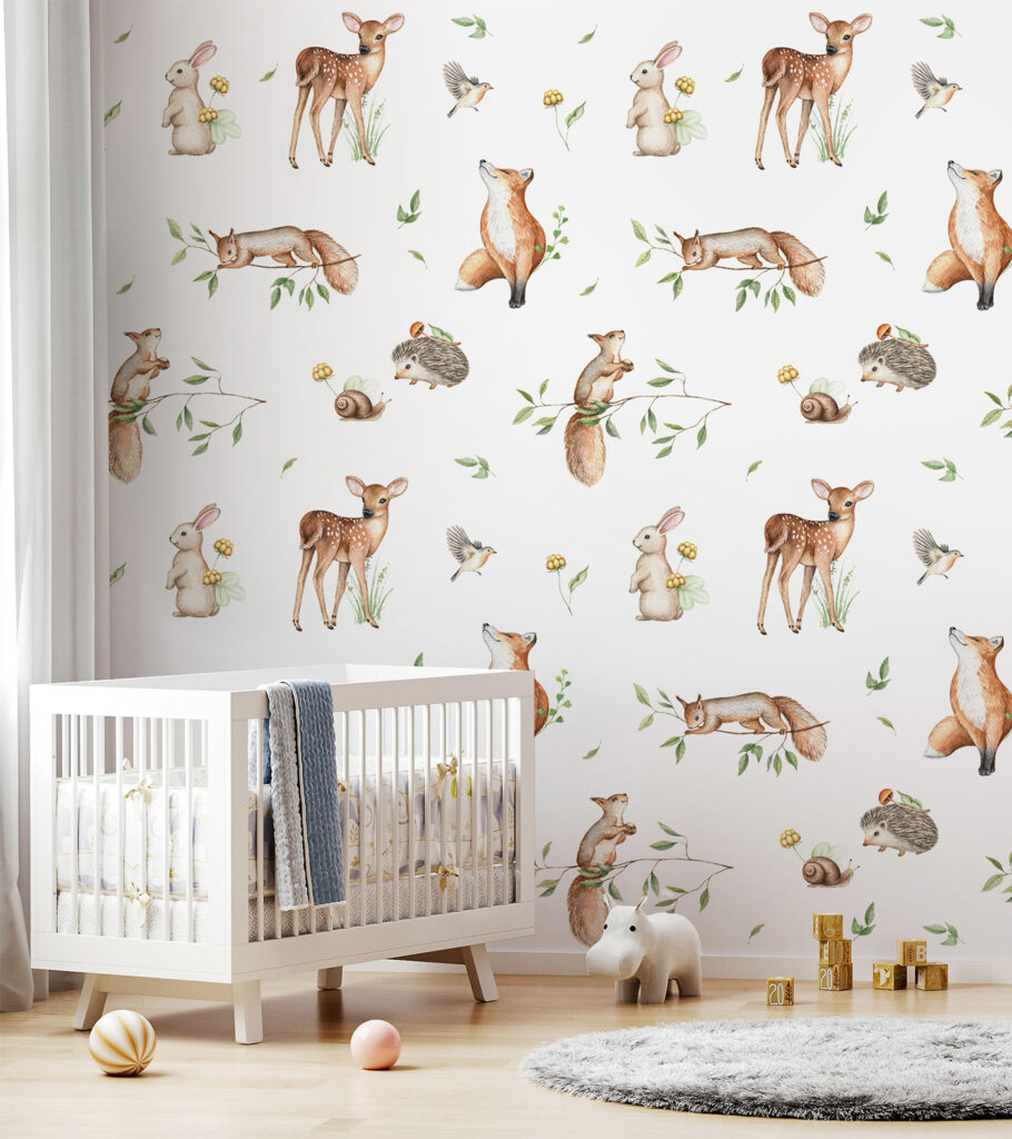 A pattern of animals and plants