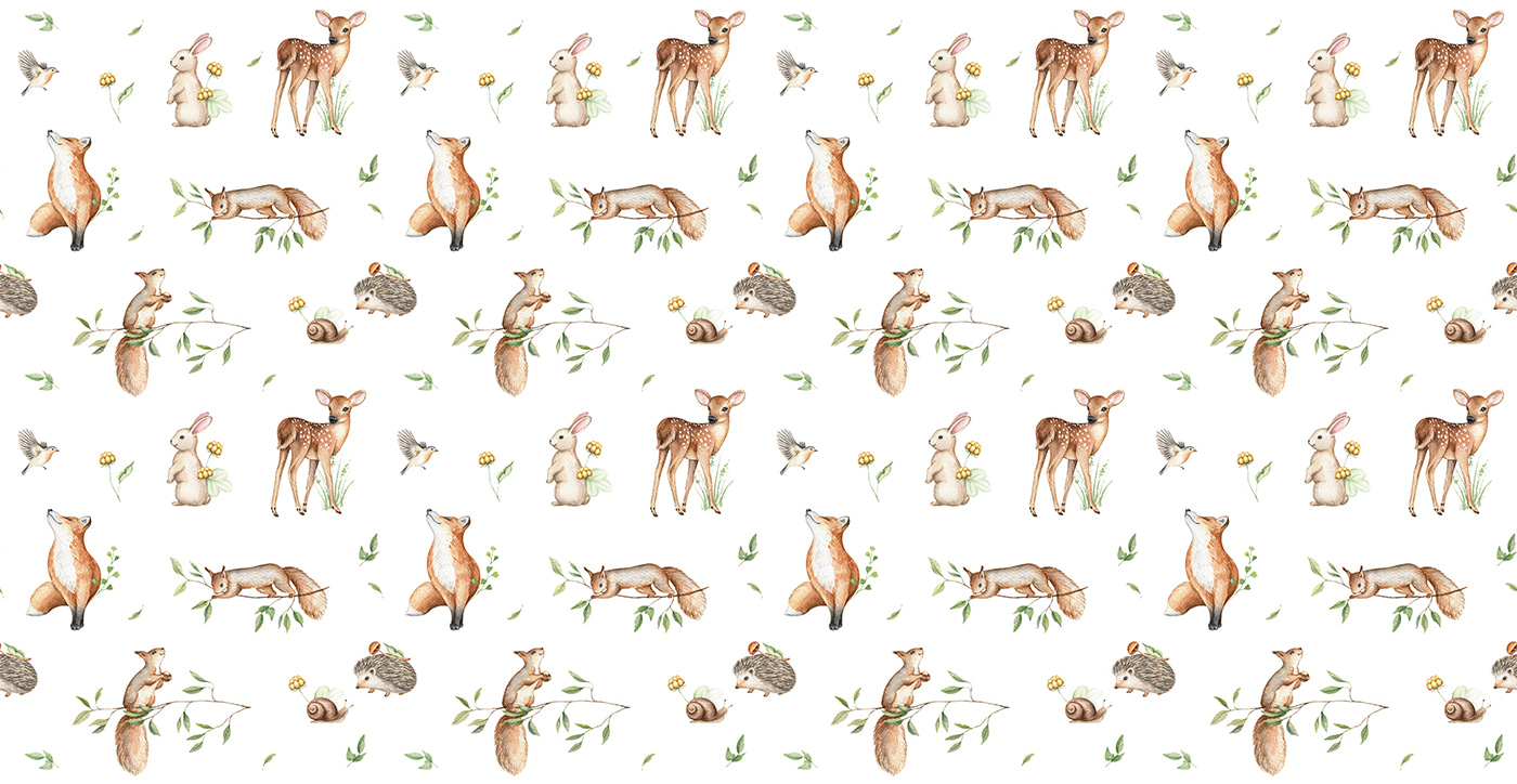 A pattern of animals and plants