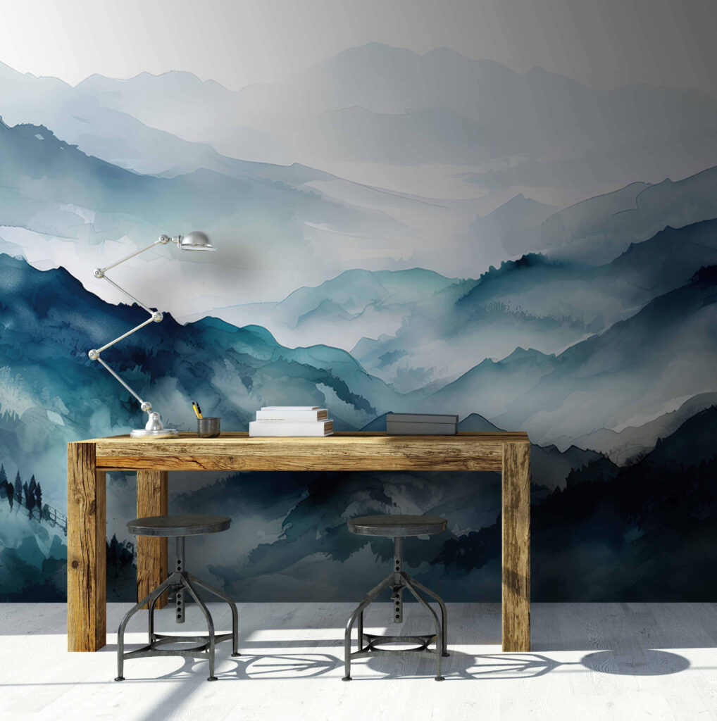 Painting of a mountain range Painting of a mountain range