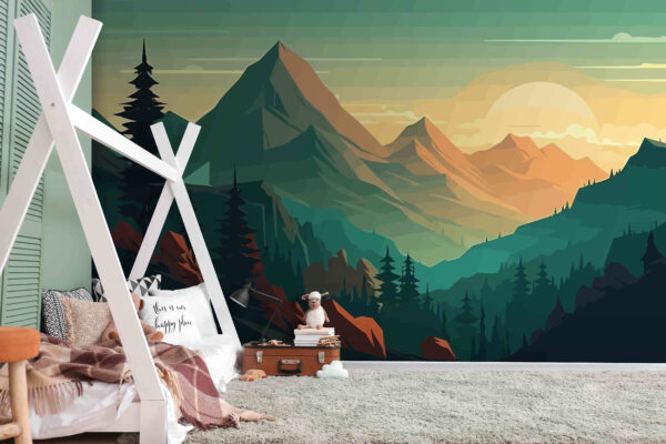 Hegyek és fák tája Fotótapéta Hegyek és fák tája