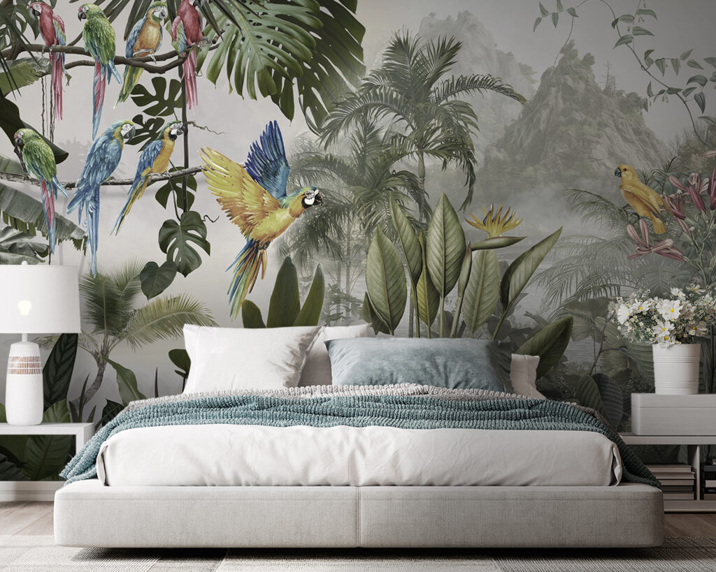 Group of birds in a forest