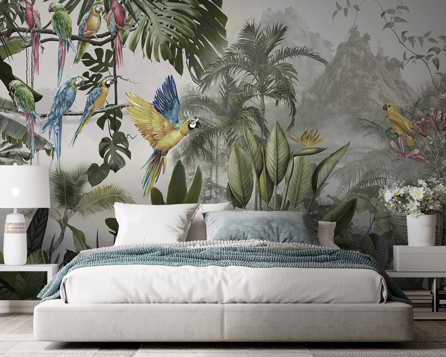 Group of birds in a forest