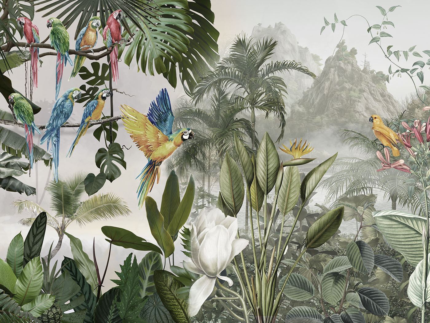 Group of birds in a forest