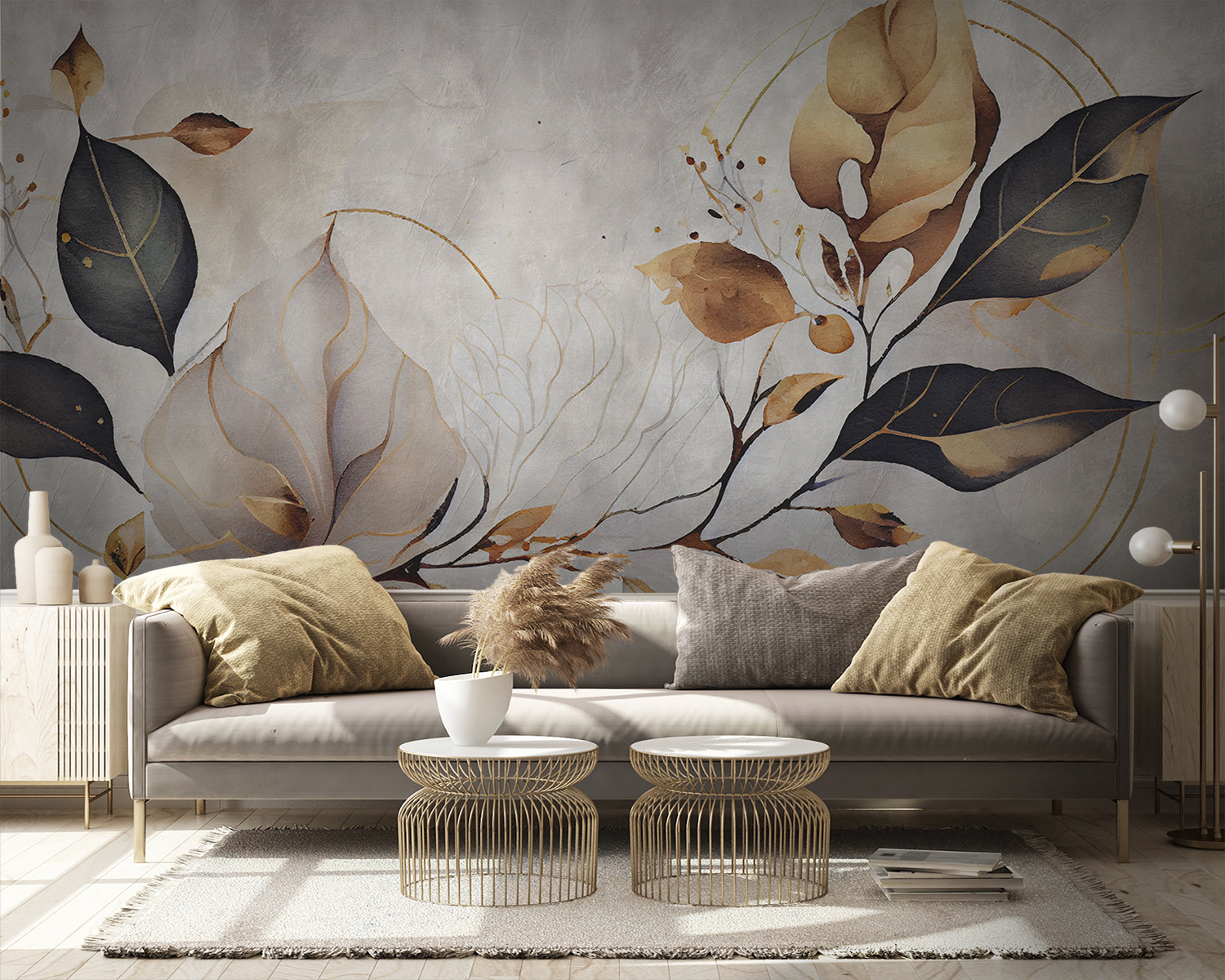 Elegant leaves dance in soft hues Elegant leaves dance in soft hues