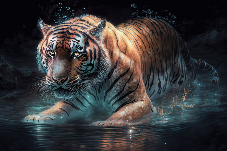 Tigris a vízben