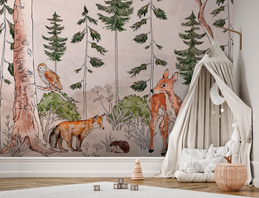 Wall mural with animals and trees Wall mural with animals and trees