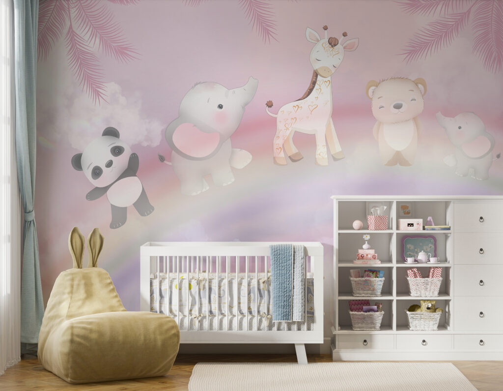 Group of animals on a rainbow Group of animals on a rainbow