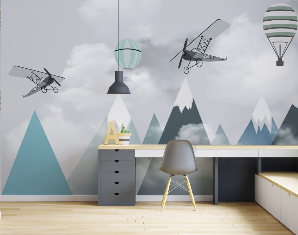 Helicopter flying over mountains Helicopter flying over mountains