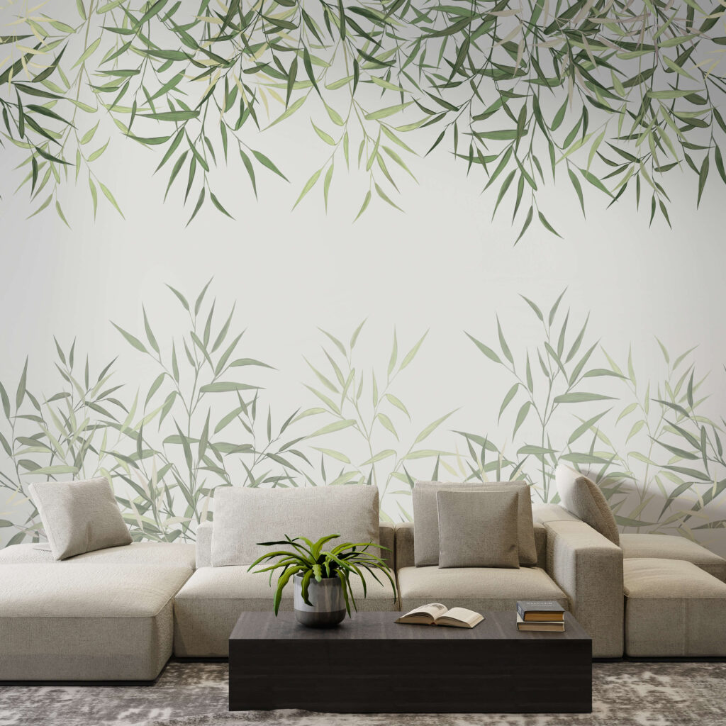 Delicate bamboo leaves on soft background Delicate bamboo leaves on soft background