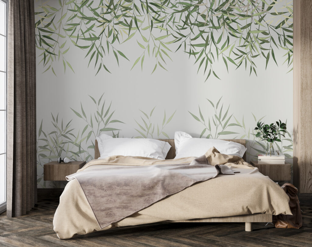 Delicate bamboo leaves on soft background Delicate bamboo leaves on soft background