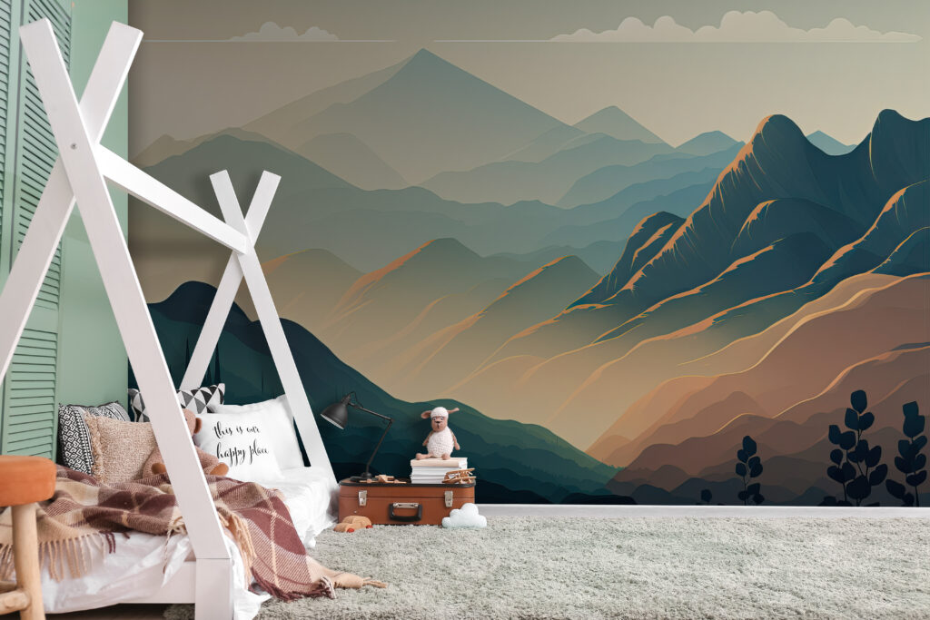 Landscape of mountains and trees Landscape of mountains and trees