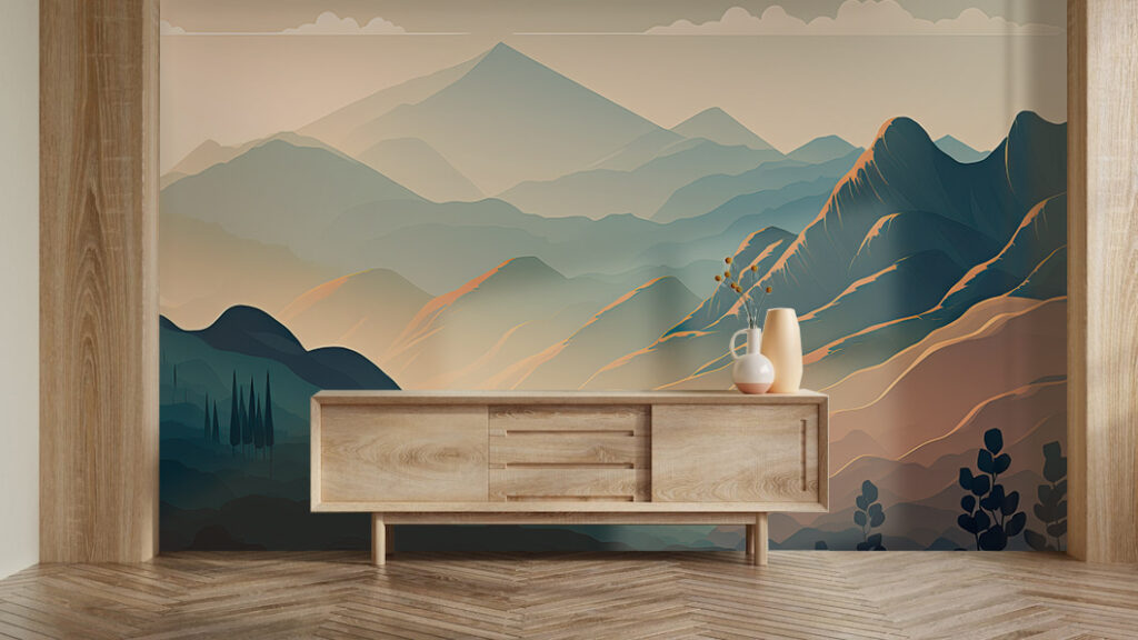 Landscape of mountains and trees Landscape of mountains and trees