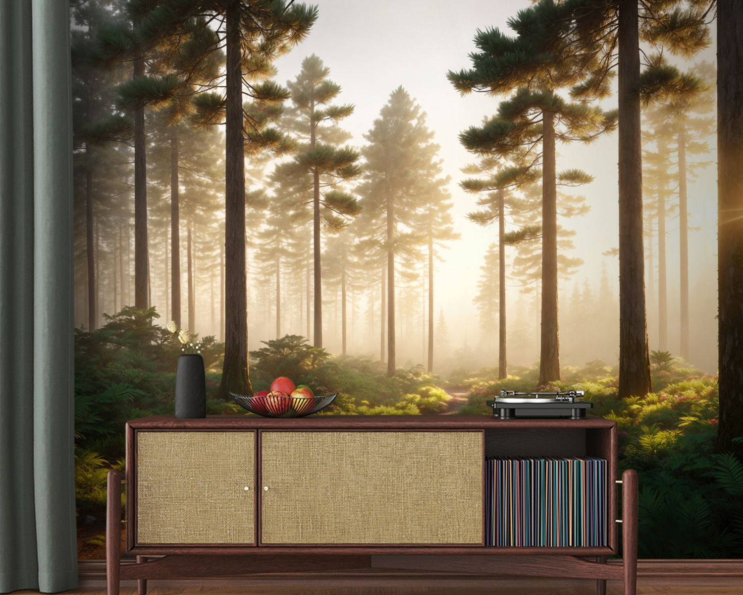 Path through a forest with trees and plants