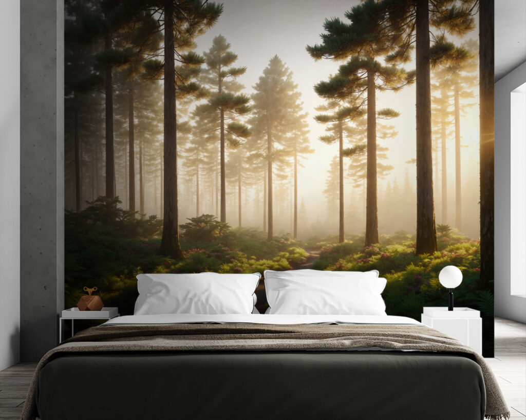 Path through a forest with trees and plants