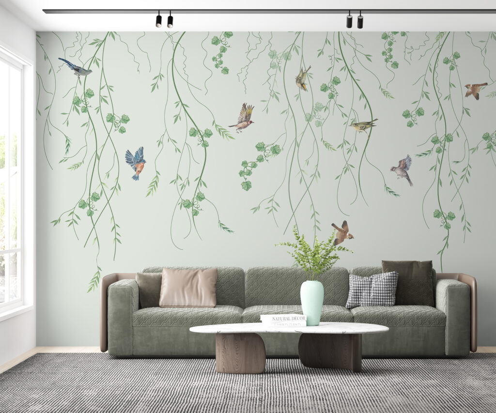 Wallpaper with birds and vines Wallpaper with birds and vines