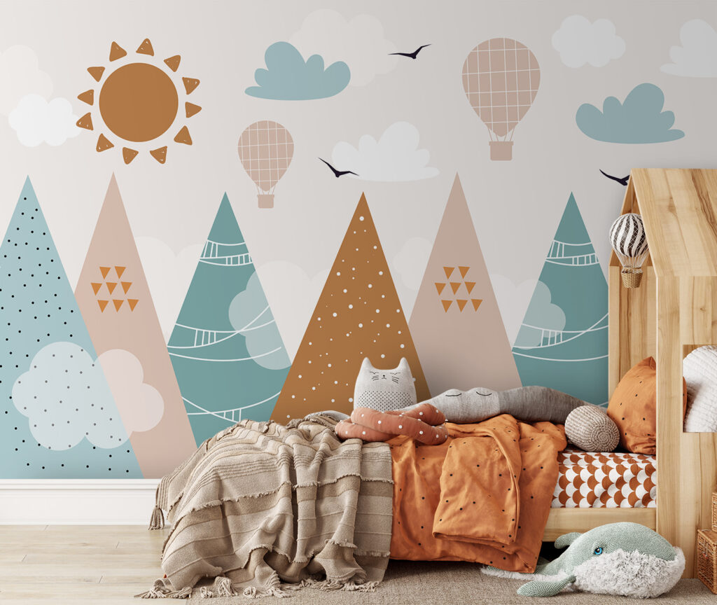 Landscape with trees and hot air balloons Landscape with trees and hot air balloons