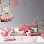 Fotótapéta Karikatúra egy macskáról egy hintán