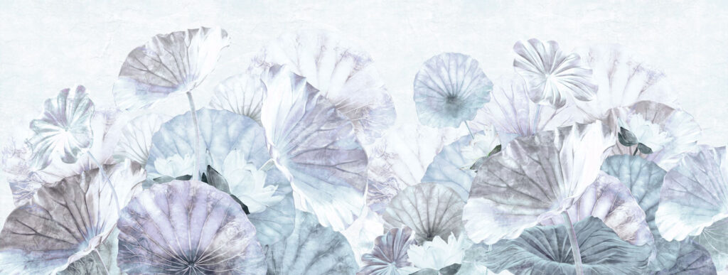 Delicate leaves in soft pastel hues