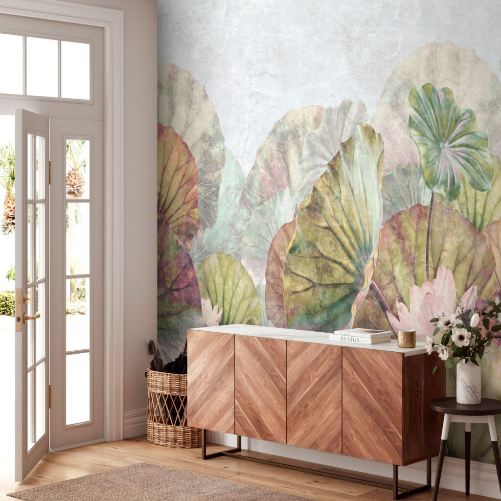 Delicate water lily leaves and blossoms Delicate water lily leaves and blossoms