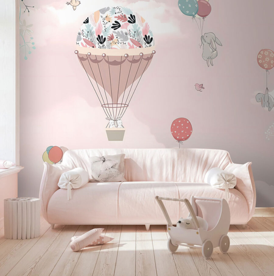 Hőlégballon madarakkal és állatokkal