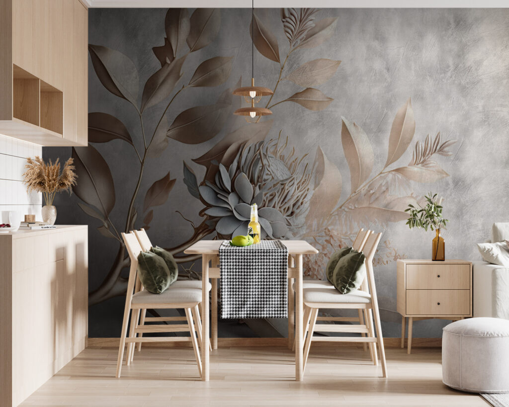 Elegant paper flowers and delicate leaves Elegant paper flowers and delicate leaves