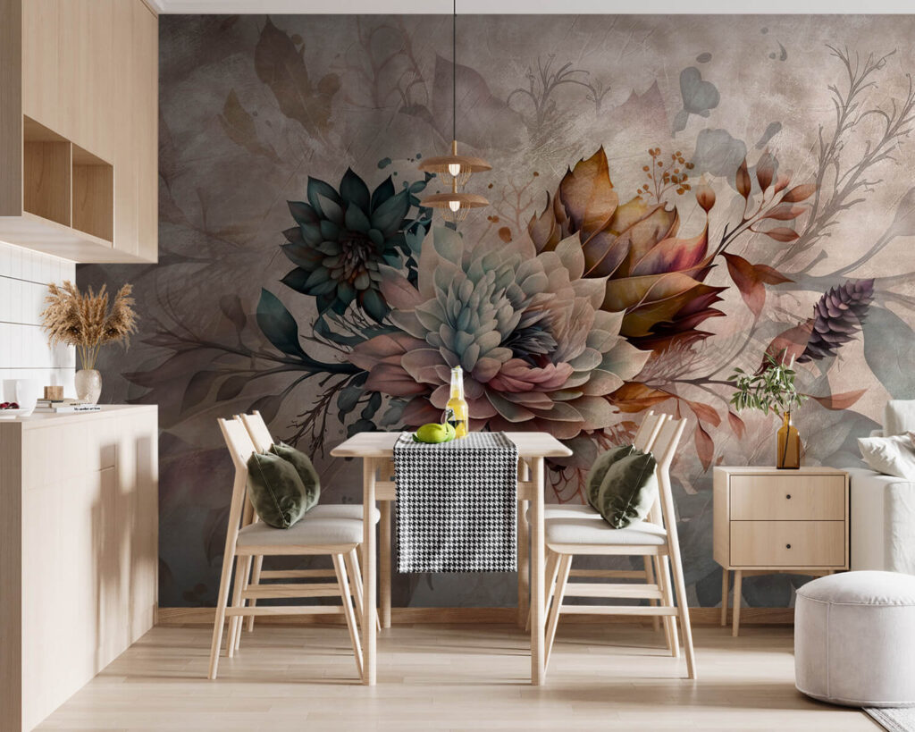 Painting of flowers and leaves