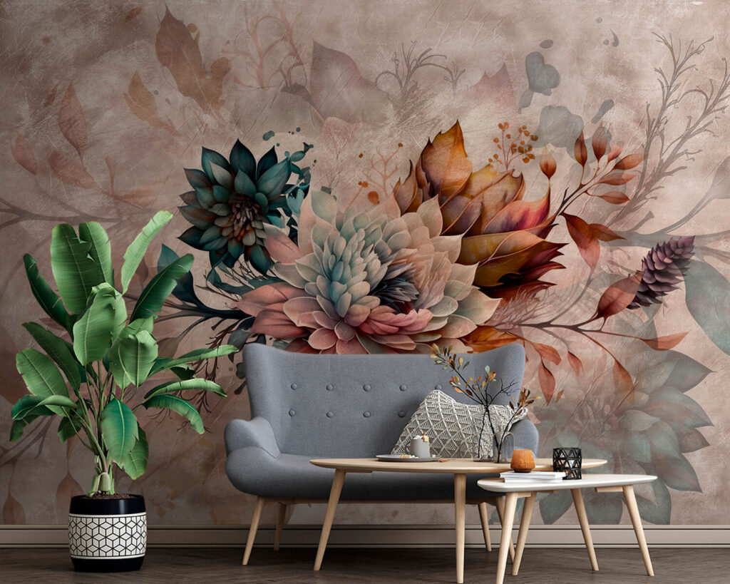 Painting of flowers and leaves