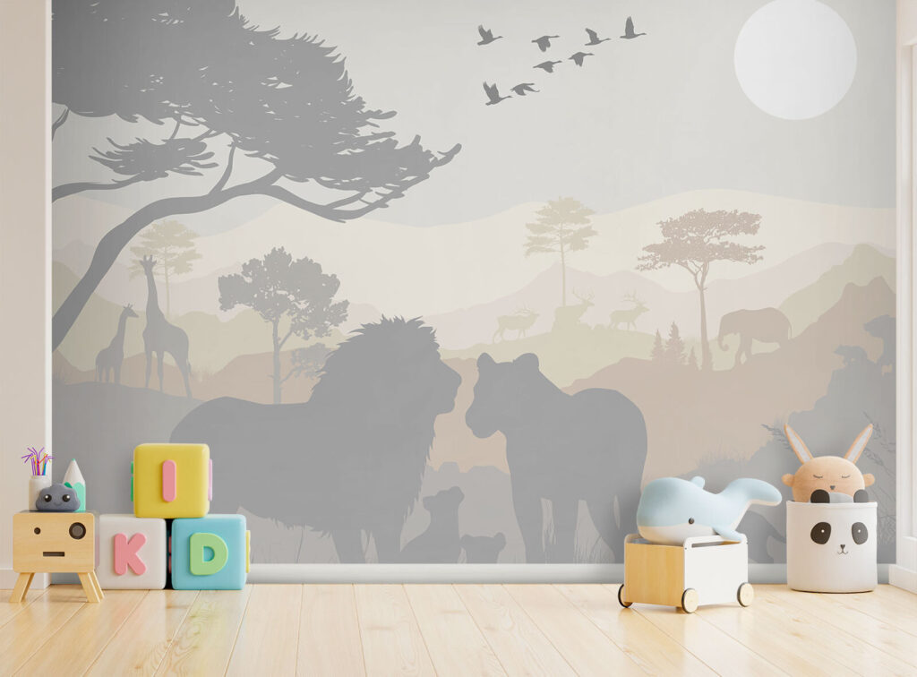 Group of animals in a landscape Group of animals in a landscape