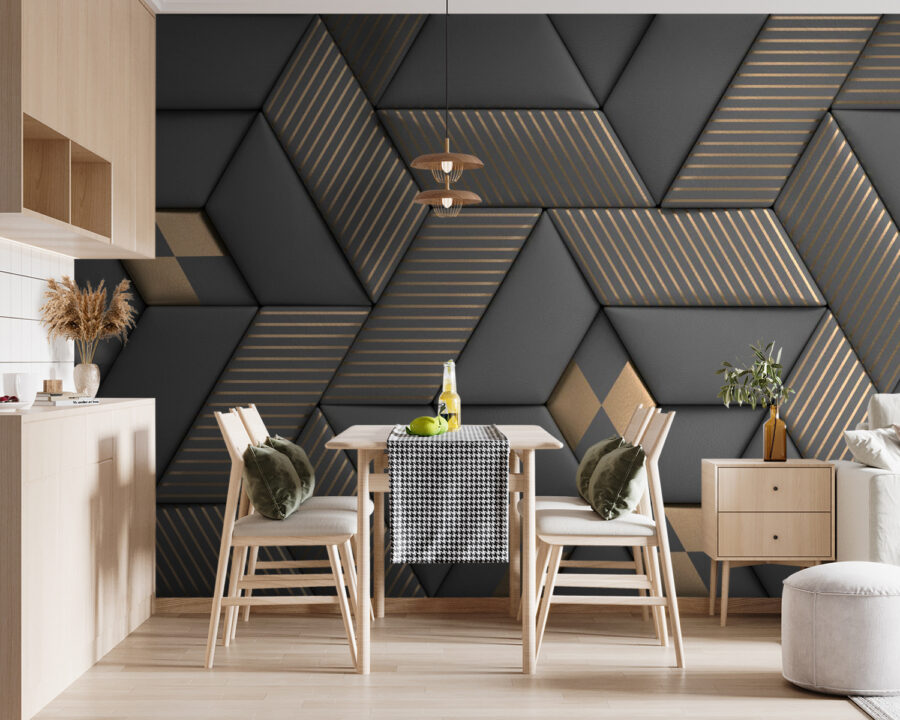 Geometrikus elegancia szürke és sárgaréz színekben. Geometrikus elegancia szürke és sárgaréz színekben.