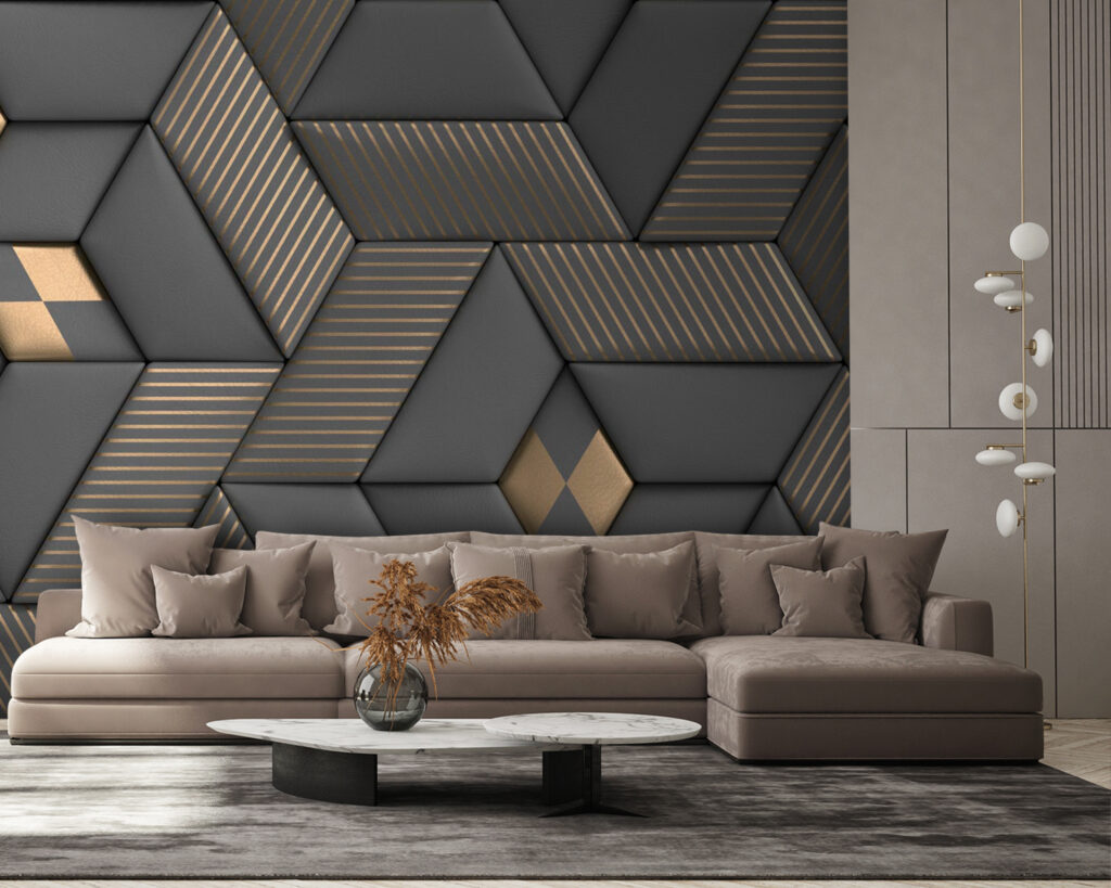 Geometric elegance in grays and brass Geometric elegance in grays and brass
