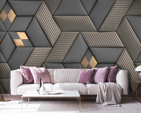 Geometrikus elegancia szürke és sárgaréz színekben. Geometrikus elegancia szürke és sárgaréz színekben.