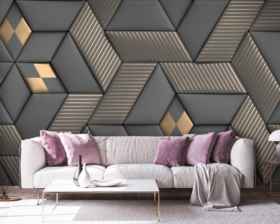 Geometrikus elegancia szürke és sárgaréz színekben. Geometrikus elegancia szürke és sárgaréz színekben.